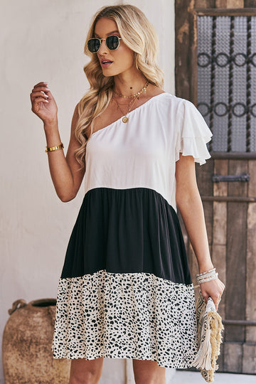 Hvid A Line One Shoulder Kort Sommerkjole